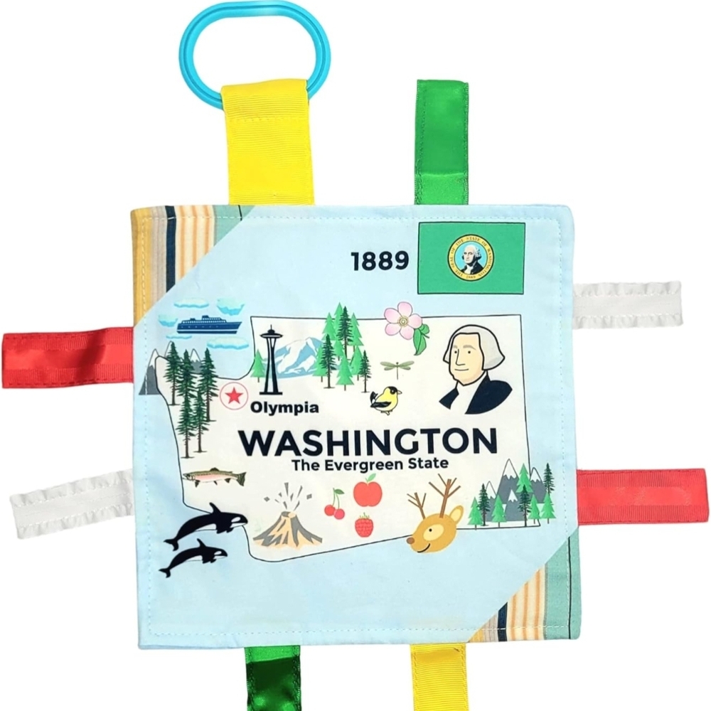 Washington State Tag Toy Crinkle Square / Baby Jack - Picture 1 of 4